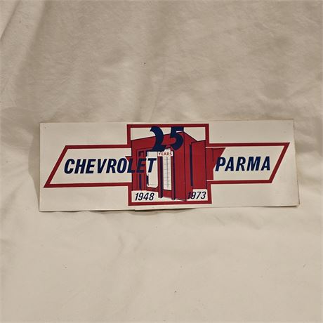 Bumper Sticker1948 to 1973, marking a 25-year milestone for Chevrolet in Parma.