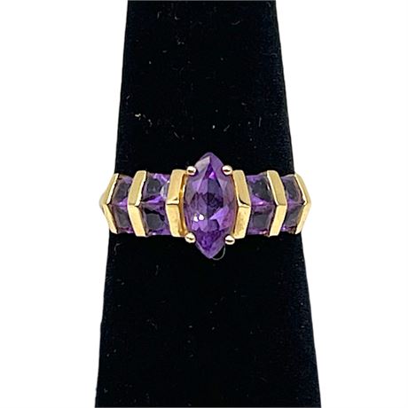 14K Yellow Gold Amethyst Size 8 Ring