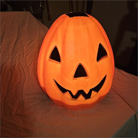 Blow Mold Jack O Lantern Light Up Pumpkin Grin Smile Halloween Orange