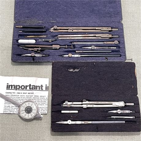Vtg Drafting Tool Sets in Cases