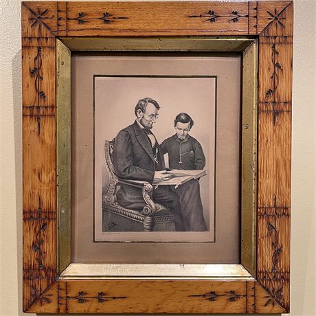 Abraham Lincoln with Thomas Lincoln Framed "After a Photo from Life"