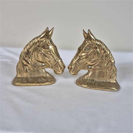 Vtg Birks Brass Horse Head Bookends - Canada | Mid-Century Figural Set