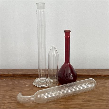 Vintage Glass Chemistry/Laboratory Style Bottles including Pyrex