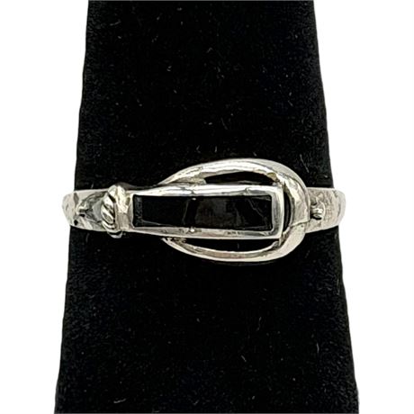925 Sterling Silver Black Onyx Size 6.25 Ring