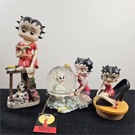 Betty Boop Collectible Water Globe & Assorted Figurines.