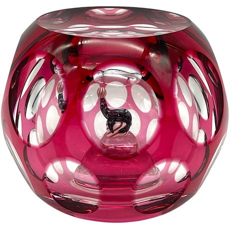 Perthshire Circus Seal Faceted Art Glass Paperweight