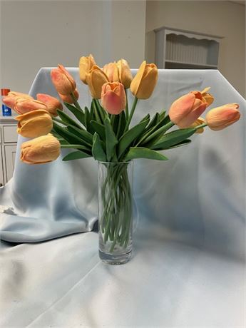 Vase w/Artificial Tulips