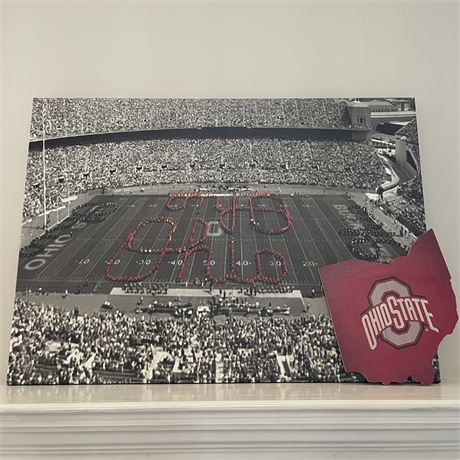 Ohio State Buckeyes Stadium Canvas Print and Wooden Wall Hanging