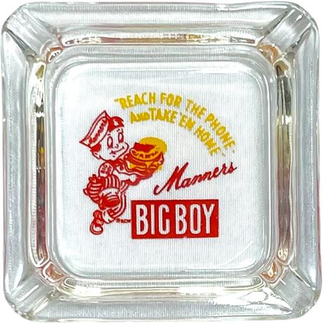 Vintage Manners Big Boy Hamburger Glass Ashtray