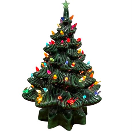 Vtg 14" Ceramic Lighted Christmas Tree