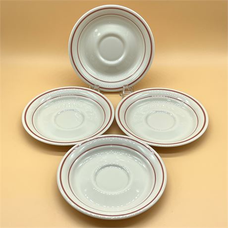 Corner Stone Saucers with Coral Stripe