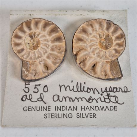 Milton Lee Old Ammonite Hand Made Earrings