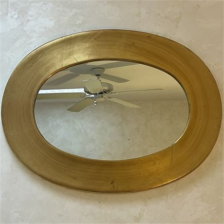 Distressed Gold Tone Metal Framed Wall Mirror