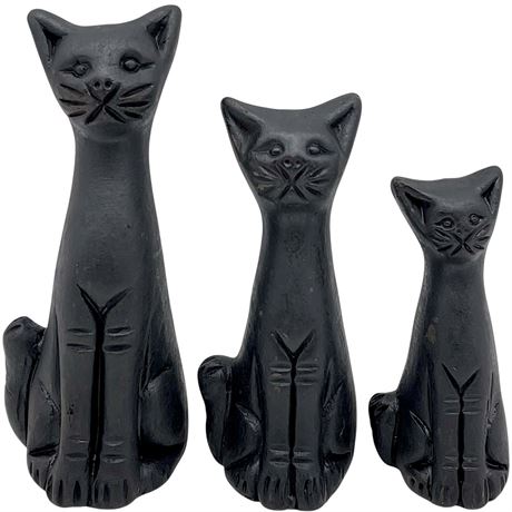 MCM Mexican Clay Folk Art Cat Figurines
