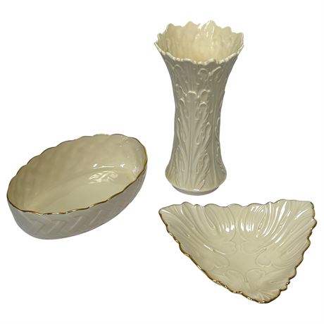 Lenox Trio w/ Vase, Tray and Dish