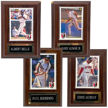 Plaques of Vtg Cleveland Indians Trading Cards