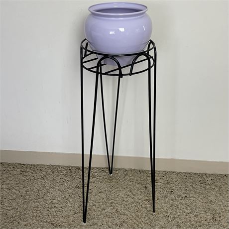 Metal Hairpin Plant Stand w/ Plastic Pot