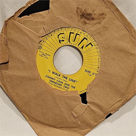 45 rpm vinyl single of the song "I Walk the Line" by Johnny Cash