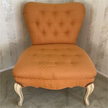 Vtg Nailhead Trim Tufted Upholstery Wingback Chair