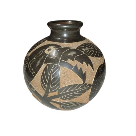 Traditional Native Pottery Vase 6" Nicaragua Handmade