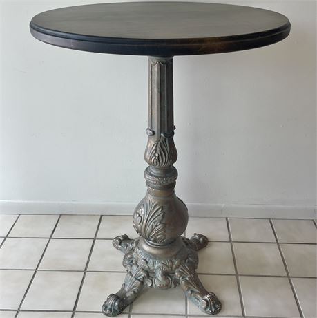 Neoclassical Distressed Cast Iron Table w/ Wood Top