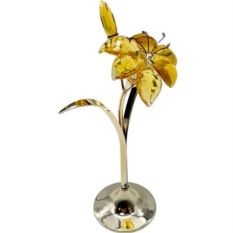 Godinger Shannon Crystal Faceted Flower Sculpture on Silver-Plated Base