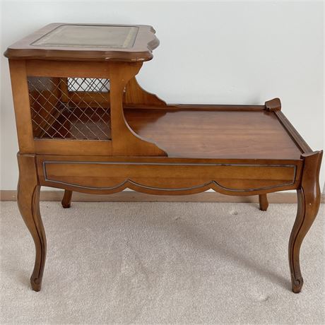 Mid Century Leather Top 2-Tier Step Table
