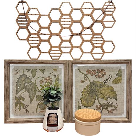 Boho Style Decor - Hanging Earring Organizer, Lidded Trinket Crock and More