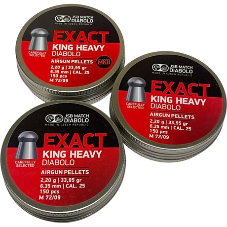 JSB Match Diabolo Exact King Heavy .25 Cal Air Gun Pellets