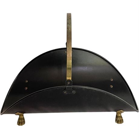 Vtg Brass Claw Footed Firewood Log Holder