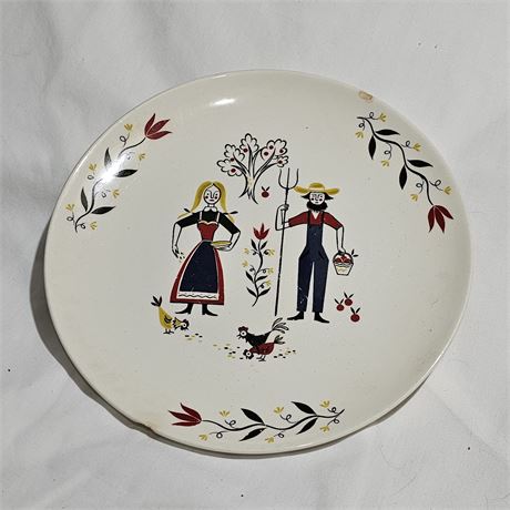 Homer Laughlin "Rhythm" dinner plate in the "American Provincial" pattern.