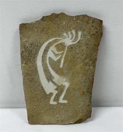 Kokopelli Etched Stone Wall Plaque - Approx. 9 x 6.5"