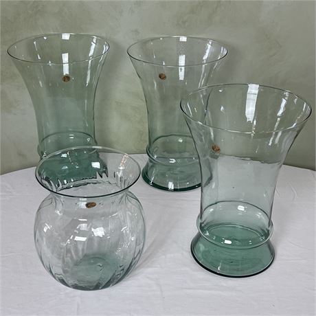 Set of 4 Large Clear Blue G3 100% Recycled Glass Vases