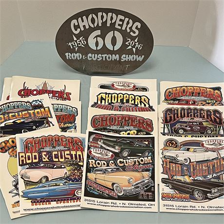 Choppers Hot Rod Association "Rod & Custom Show" Magazines & Metal Sign