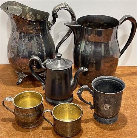 Silverplated Pitchers, Teapot & Mugs by Oneida and More