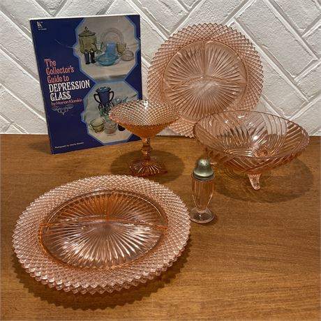 Anchor Hocking "Miss America" Pink Depression Glass Replacement Dishes w/ Book