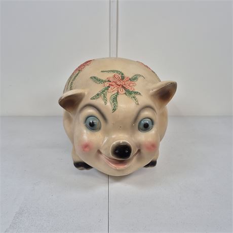 Lg 2 ft. Vtg Chalkware Piggy Bank