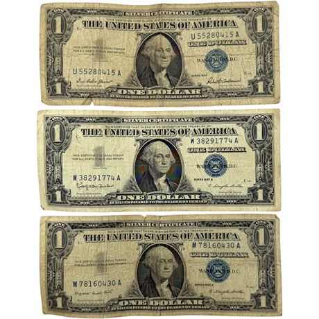 1957 A/B Blue Seal One Dollar Silver Certificates