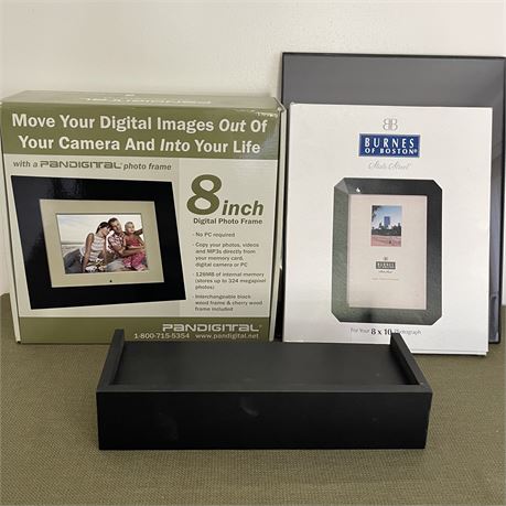 8in Black / Cherry Frame Pandigital Photo Frame, 8x10 Frame and Floating Shelf