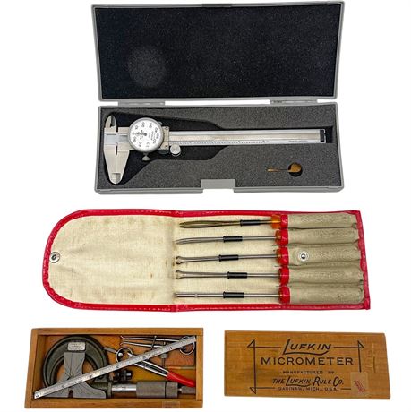 Vtg Drafting Tools - Mitutoyo Dial Caliper, Gripper Tools & More