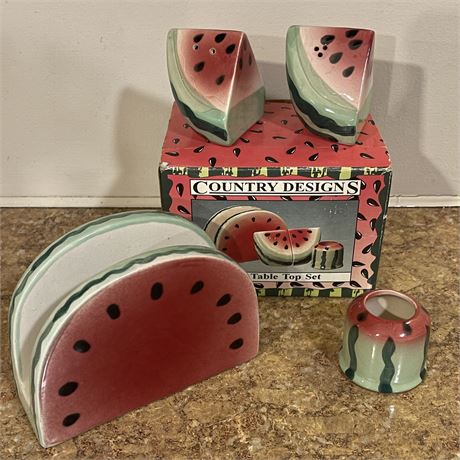 NIB Country Designs Watermelon Kitchen Table-Top Set