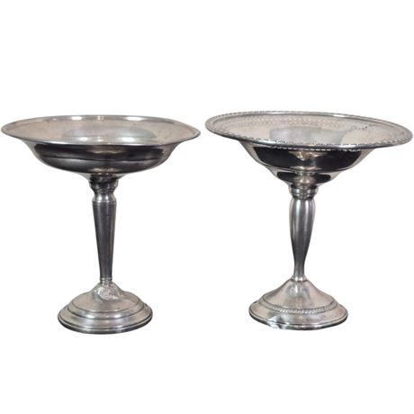Two Sterling Silver Compote / Candy Dishes – Weighted with Solid Tops