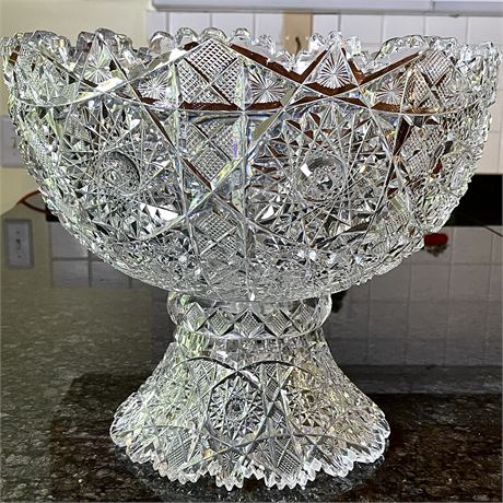 Antique American Brilliant Cut Glass Punch Bowl