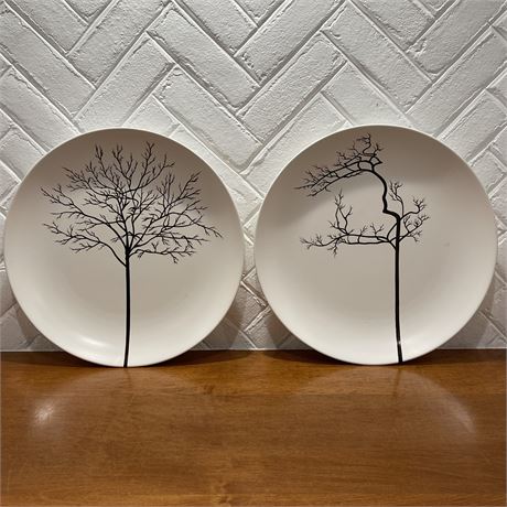 Pair of Dibbern Black and White Forest Plates