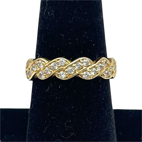 14K Yellow Gold Diamonique Cubic Zirconia Size 6.75 Ring