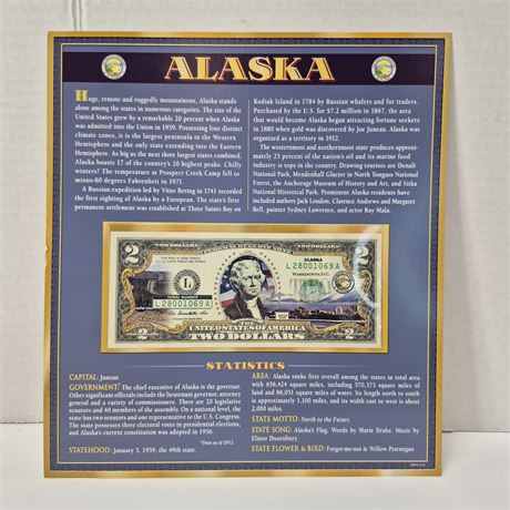 2009 Colorized Alaska $2 Dollar Bill