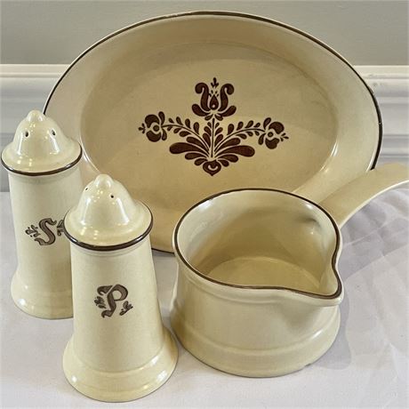 Pfaltzgraff "Village" Baking Dish, S&P Shakers & Handled Gravy Boat
