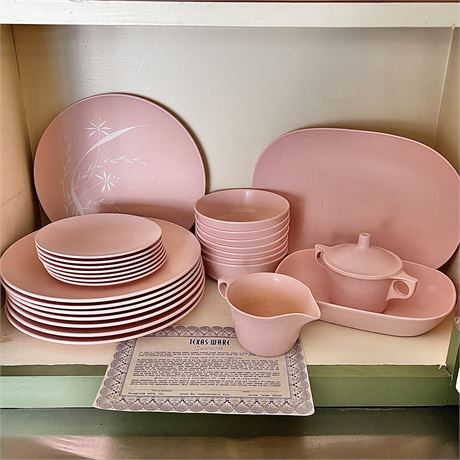 Vintage Texas-Ware Pink Melamine Dinnerware Set