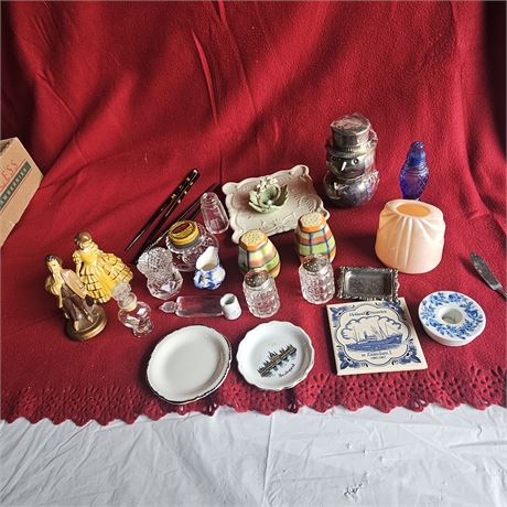 Collection of assorted small vintage items and collectibles ,Perfume bottles