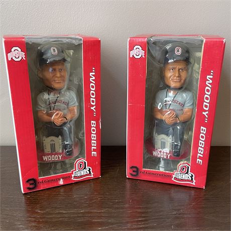 Pair of NIB "Woody Hayes" Ohio State 3rd Generation Bobblehead Collectables
